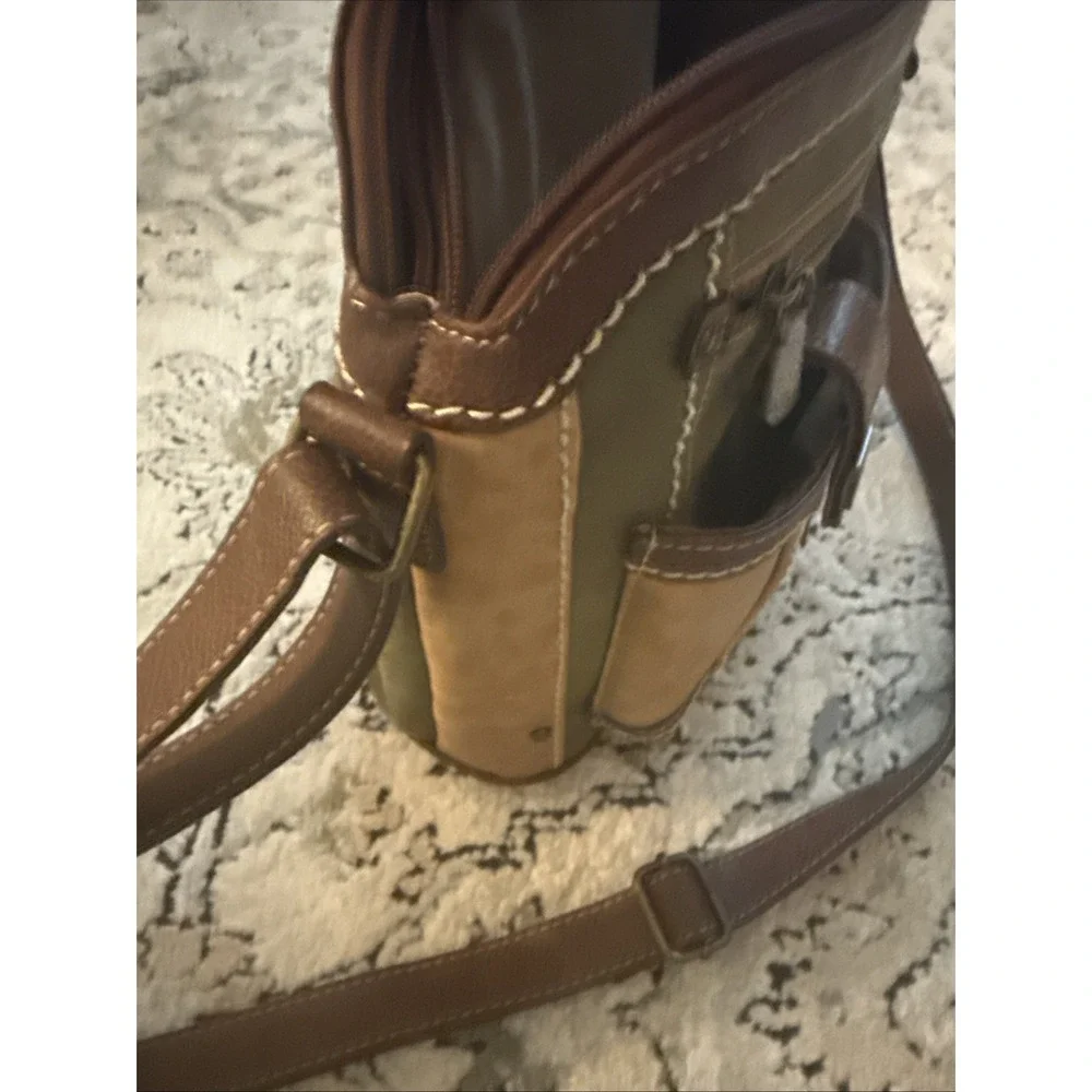 BOC Purse Suede Crossbody Green Tan Brown Bag Faux Leather Power Bank  Boho